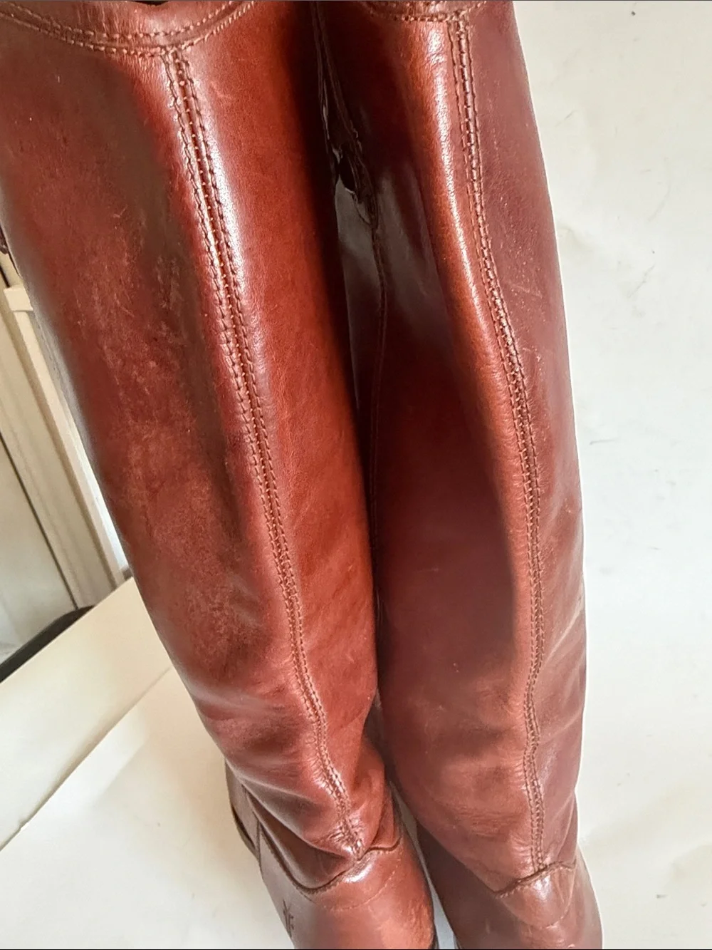 Frye Melissa Button Pull-on Brown Leather Tall Riding Cowboy Boots size 7.5 B - Picture 5 of 15